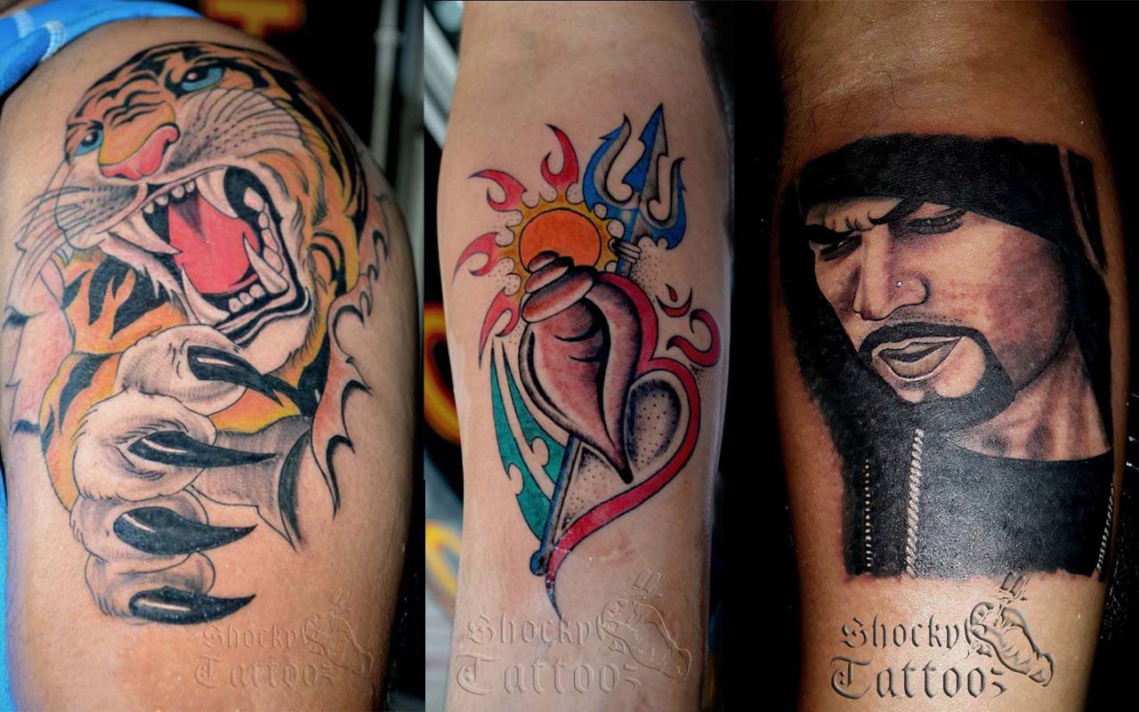 Collage of top-rated Chandigarh tattoo artists\' works